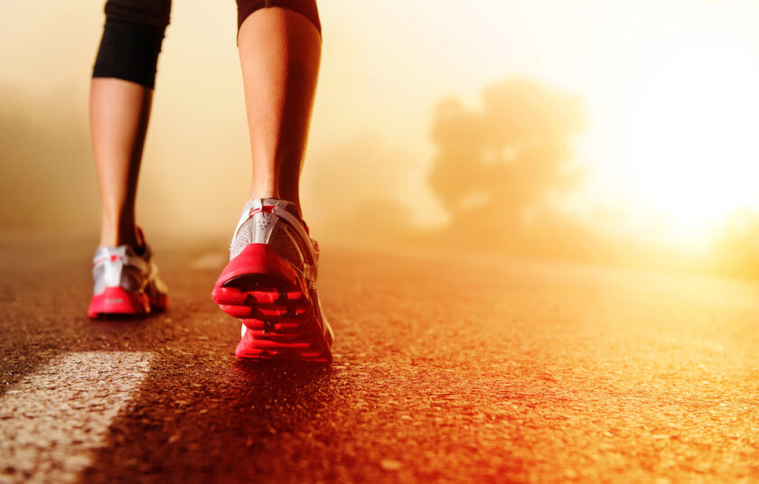 Person running on a road
