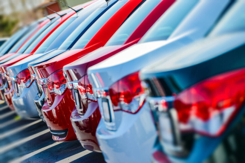 cars in a car dealership