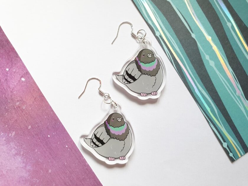 Acrylic Chonky Pigeon Earrings - Drix Productions