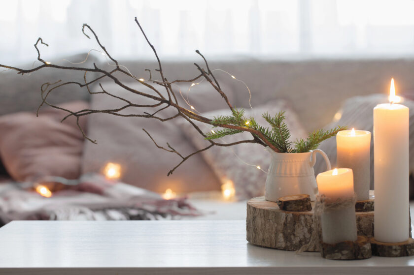 Candles on a white table