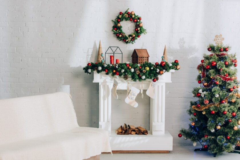 Christmas stockings hanging by the fire