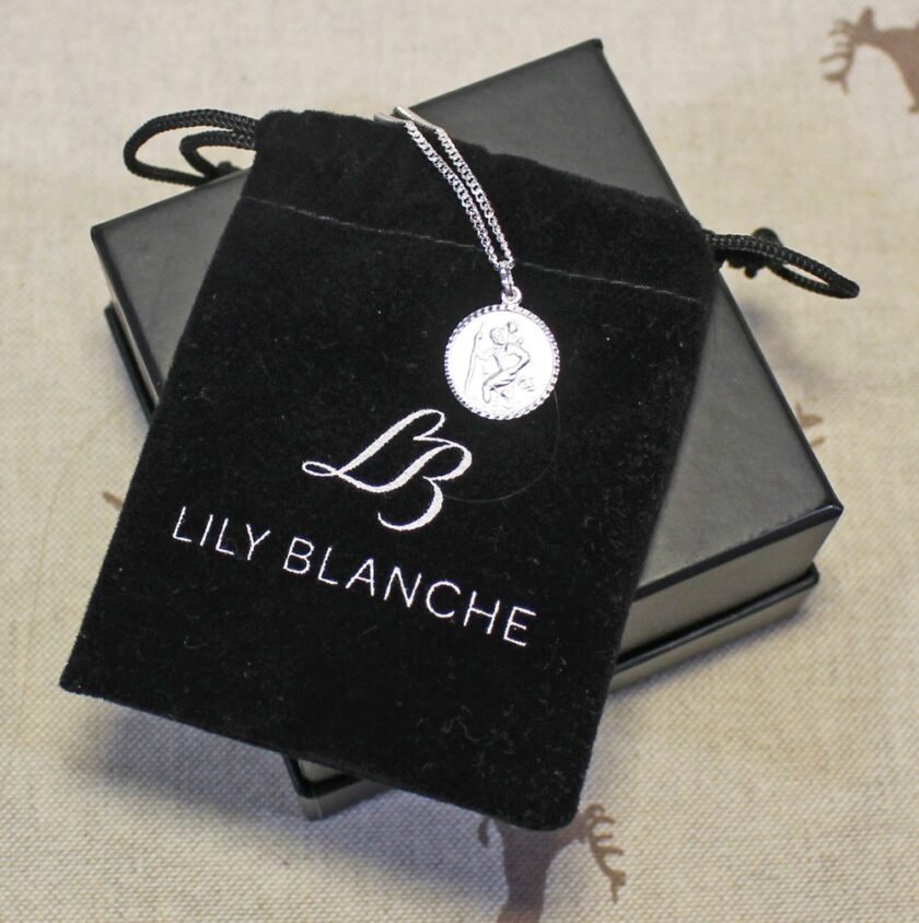 St Christopher Necklace in Solid Silver from Lily Blanche