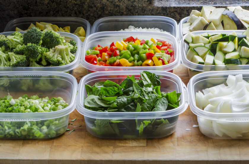 vegtables chopped up in containers