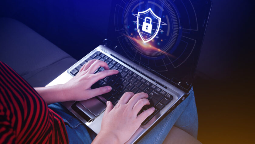 Computer network protection, secure and safe your data concept, using holding shield protection icon, Security shield Lock Security Protect Concept.