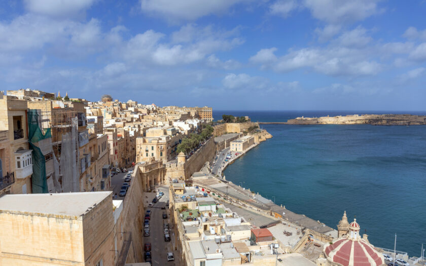 View of Valetta and Grand Harbour from Upper Barraka Gardens, Malta