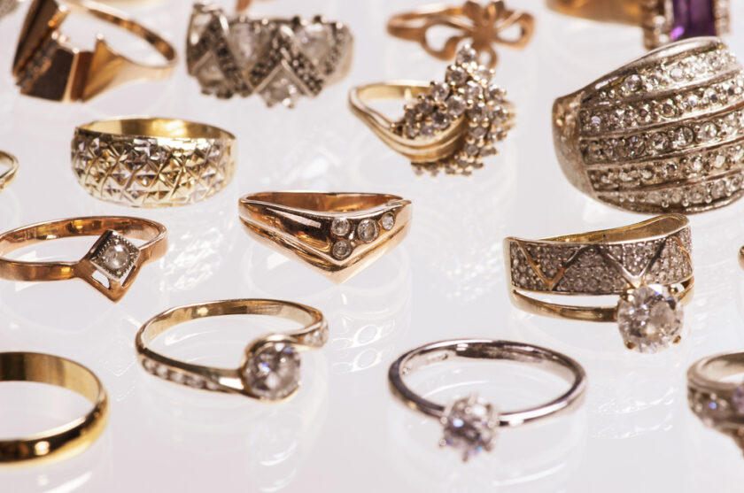 Jewelry on a white background