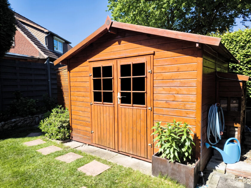 Garden Shed with large front windows and doors