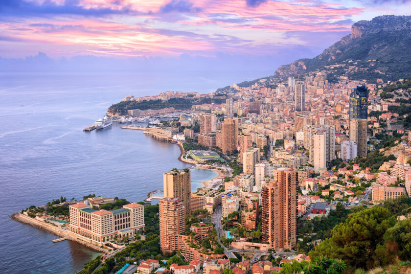 Colorful sunrise in Monte Carlo, Monaco
