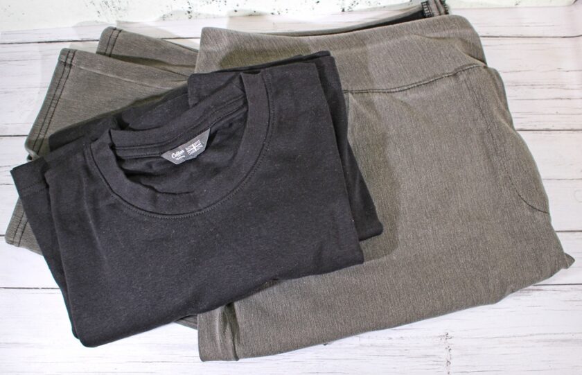 Lightwash Stretch Jersey Jeggings and Plain Black Tshirt from Cotton Traders